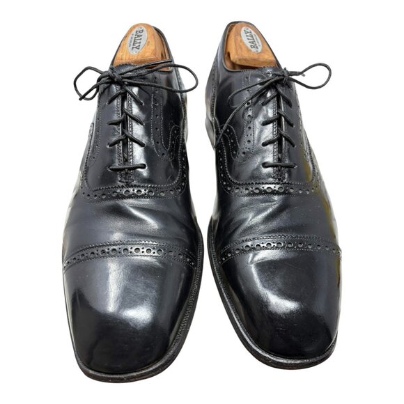 Johnston and Murphy Black Leather Cap Toe Brogue Oxfords - Picture 4 of 11